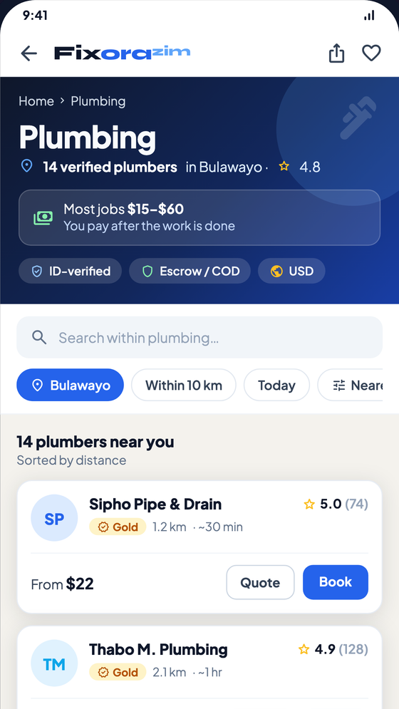 Fixora app — browse & book a service
